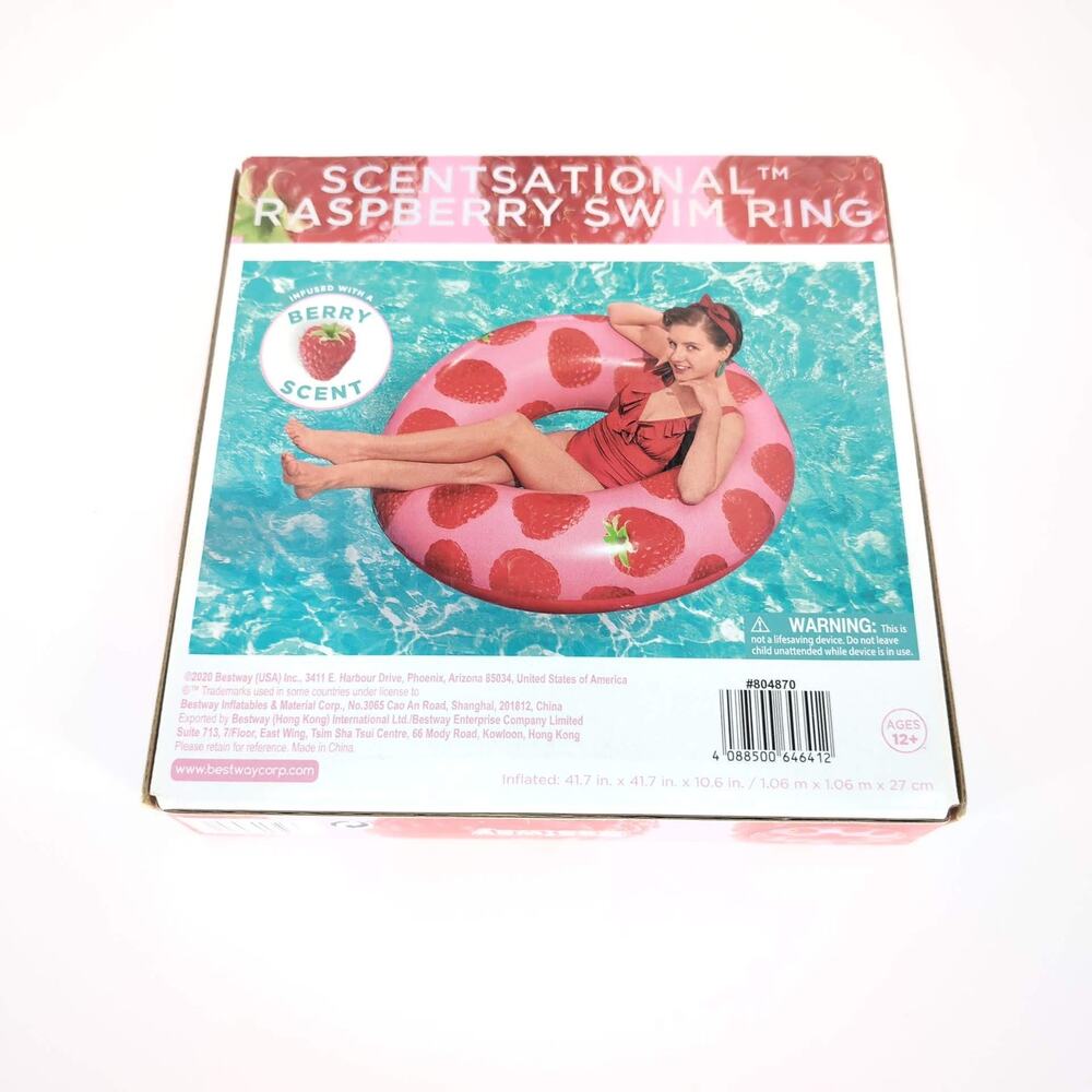 H2O Go Scentsational Raspberry Scented Inflatable Swimming Pool Ring Float - New - Picture 10 of 10